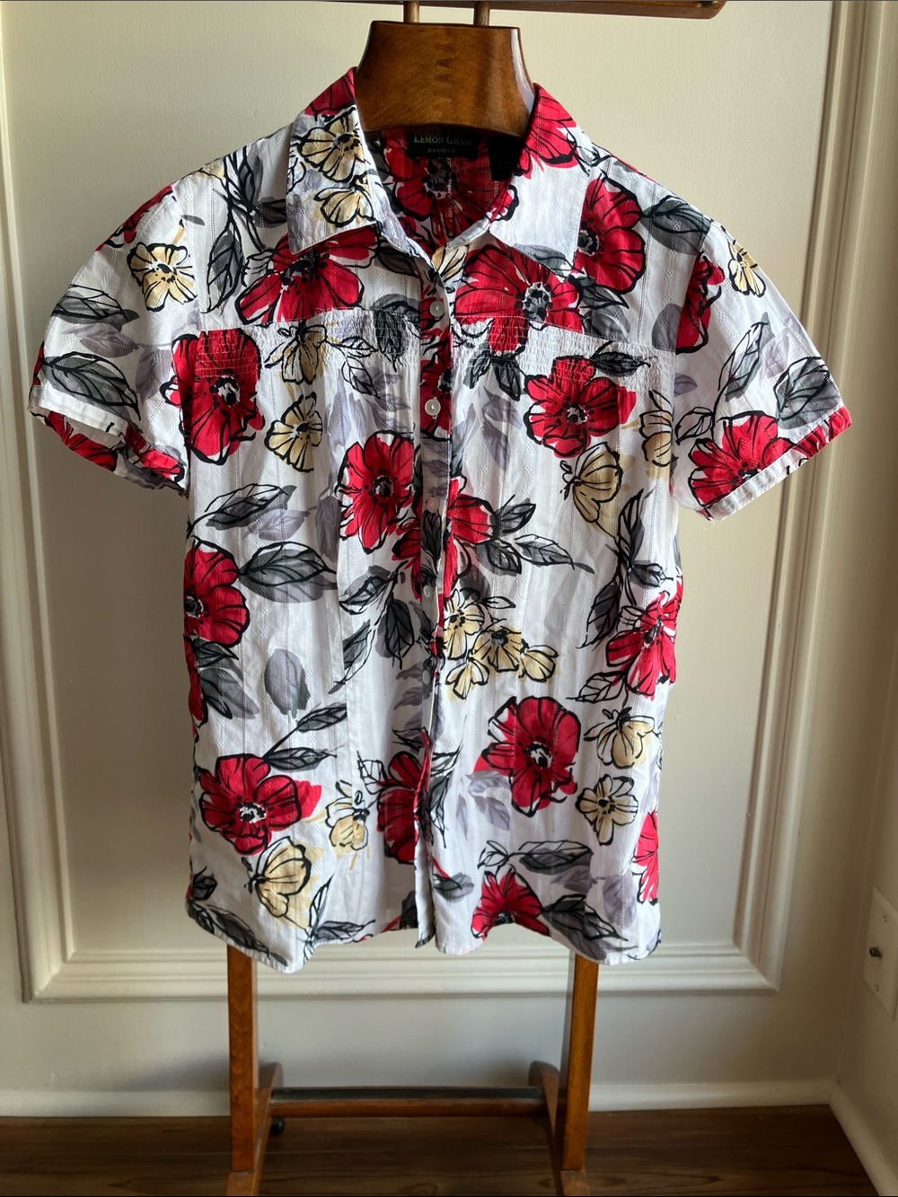 Lemongrass Studio Floral Short-Sleeve Button-Up Shirt